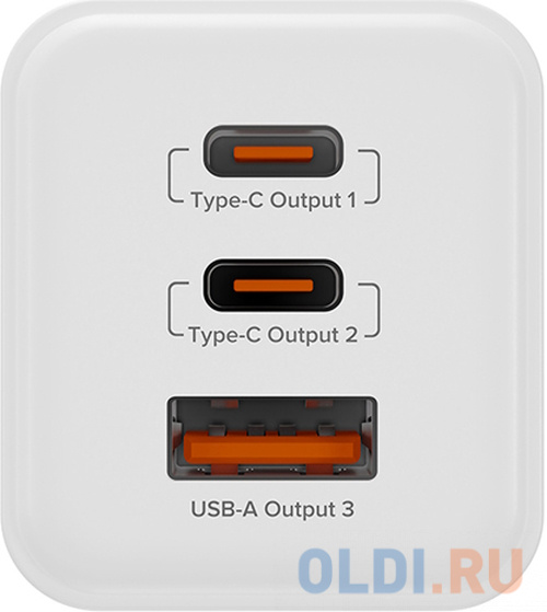 Cетевое зарядное устройство Lyambda 65Вт GaN c 3-мя выходами (PD65Вт+PD65Вт+QC3.0) SLT-65 в Москвe