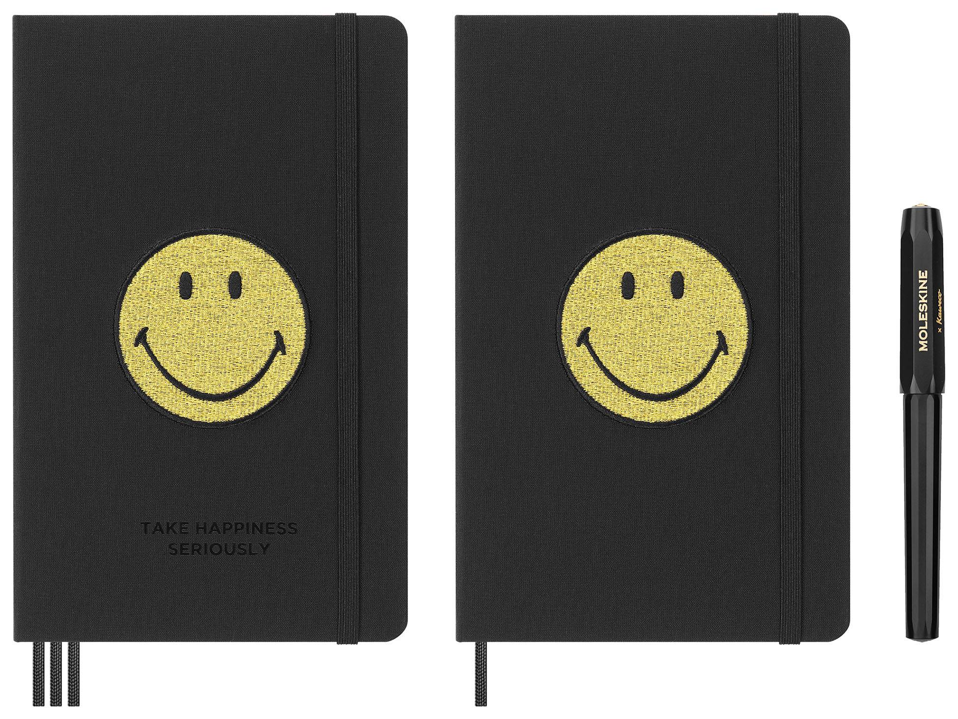 Набор ежедневник/блокнот/ручка-роллер Moleskine Le Smiley Large (lesmileykawset)