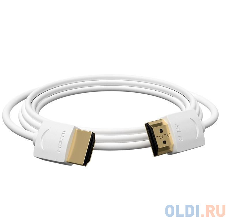 GCR Кабель SLIM 0.2m HDMI 2.0, белый, OD3.8mm, HDR 4:2:2, Ultra HD, 4K 60 fps 60Hz, 3D, AUDIO, 18.0 Гбит/с, 30/30 AWG, GCR-53211