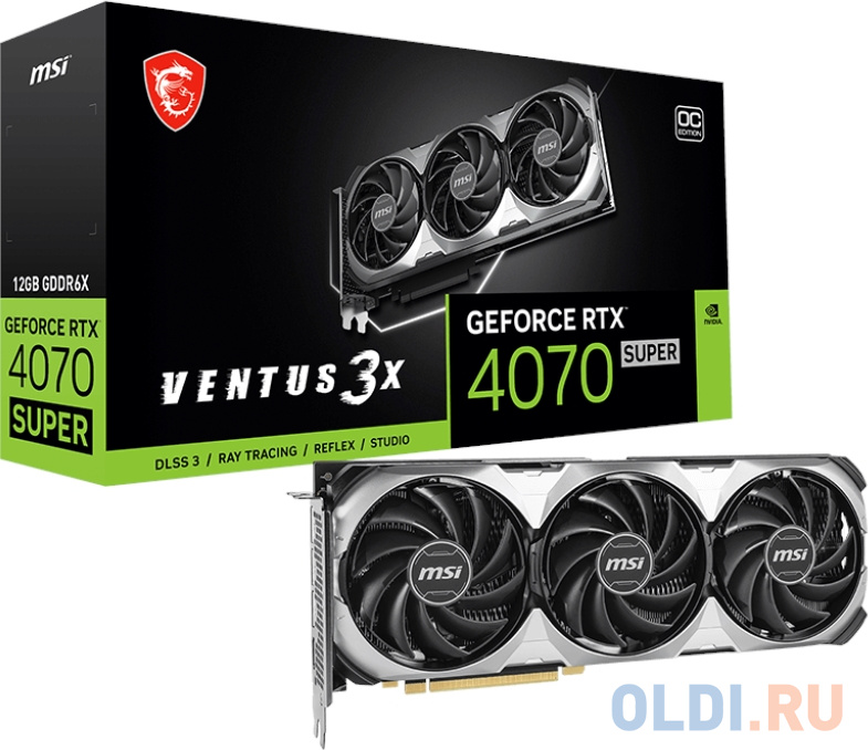 MSI GeForce RTX 4070 Super 12288Mb, Ventus 3X OC 12G (RTX 4070 Super 12G Ventus 3X OC) 1xHDMI, 3xDP, Ret