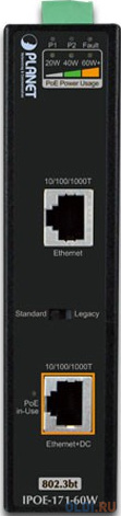 IP30, Industrial Single-Port 10/100/1000Mbps 802.3bt PoE++ Injector (60 Watts, Legacy mode support, PoE Usage LED, -40 to 75 C)