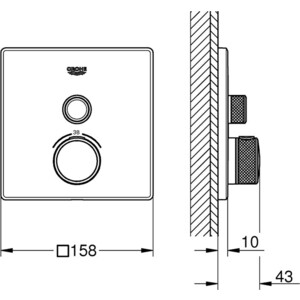 Термостат для душа Grohe SmartControl встраиваемый, для механизма 35600, темный графит глянец (29123A00)