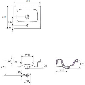 Раковина Cersanit Moduo 50х40 (S-UM-MOD50/1 / P-UM-MOD50/1)