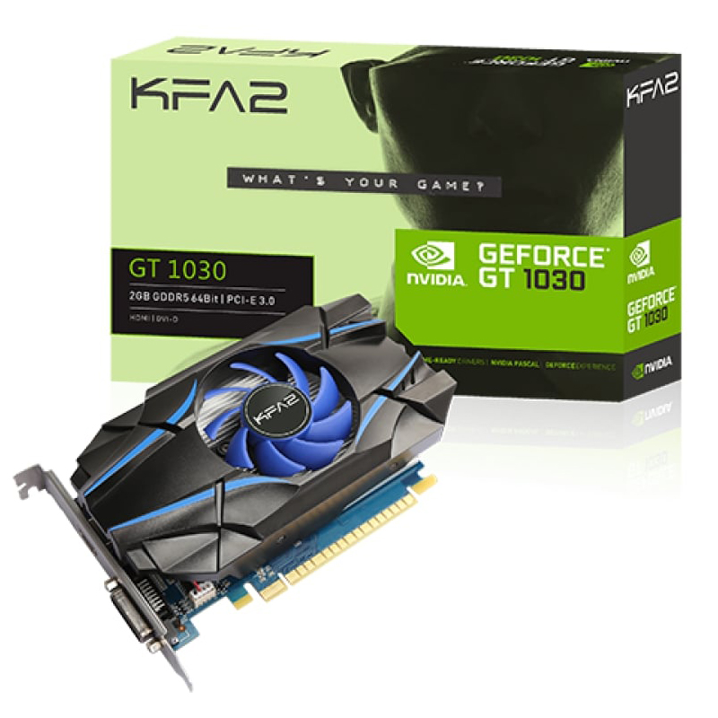 Видеокарта KFA2 GeForce GT 1030 1227Mhz PCI-E 3.0 2048Mb 6000Mhz 64 bit DVI-D HDMI 30NPH4HVQ4SK