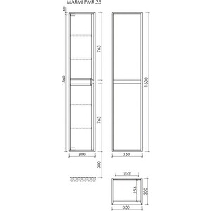 Пенал Sancos Marmi 1.0 35х160 дуб чарльстон (PMR35ECH)