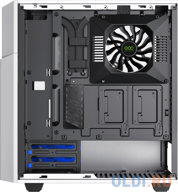 Компьютерный корпус, без блока питания ATX/ Gamemax Contac COC WB ATX case, black/white, w/o PSU, w/2xUSB3.0, w/1x14cm ARGB front fan(GMX-FN14-Rainbow