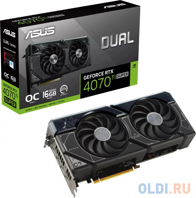 Видеокарта  DUAL-RTX4070TIS-O16G (90YV0KF3-M0NA00) /RTX4070TIS ,HDMI*1,DP*3,16G,D6X в Москвe