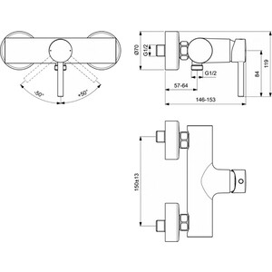 Смеситель для душа Ideal Standard Ceraline матовый черный (BC200U4)