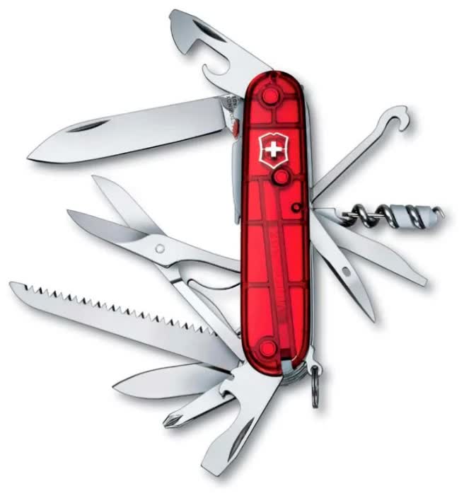 Нож Victorinox Huntsman Lite, 91 мм, 21 функция, полупрозрачный красный в Москвe