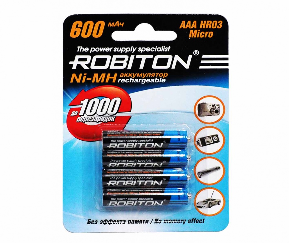 Аккумулятор Robiton AAA 600 mAh (уп 4 шт)