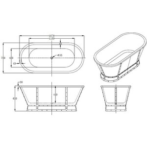 Акриловая ванна BelBagno 170x80 слив-перелив хром (BB35 + BB39-OVF-CRM)