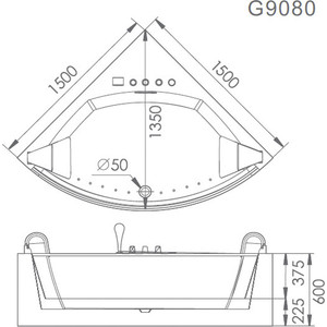 Акриловая ванна Gemy 150x150 с аэромассажем (G9080) в Москвe