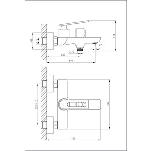 Смеситель для ванны Rush Palm с душем, хром (PL2530-44) в Москвe