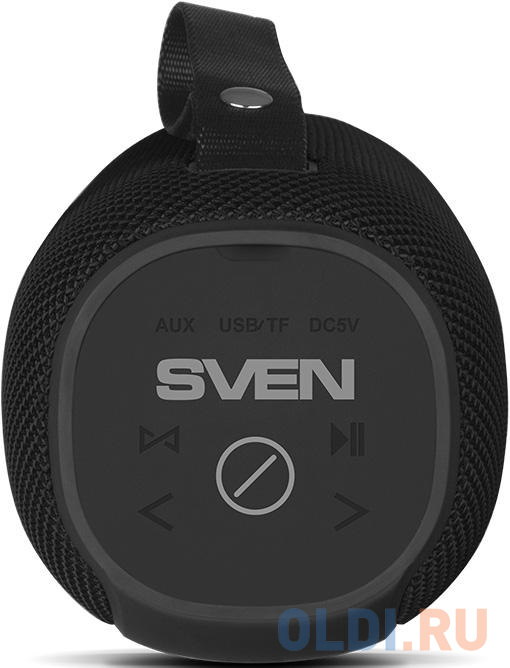 SVEN PS-290, черный, акустическая система 2.0, мощность 2x10 Вт (RMS), Waterproof (IPx6), TWS, Bluetooth, FM, USB, microSD, встроенный аккумулятор