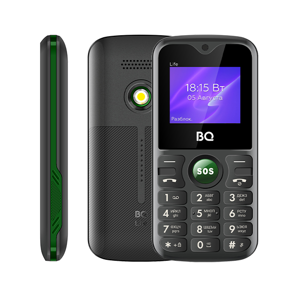 Мобильный телефон BQ 1853 Life, 1.77" TFT, 32Mb RAM, 32Mb, 2-Sim, 600mAh, micro-USB, черный/зеленый