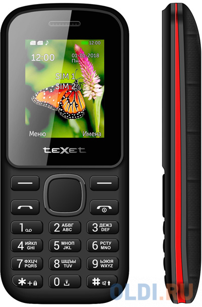 Мобильный телефон Texet 130-TM черный красный 1.77&quot; Bluetooth