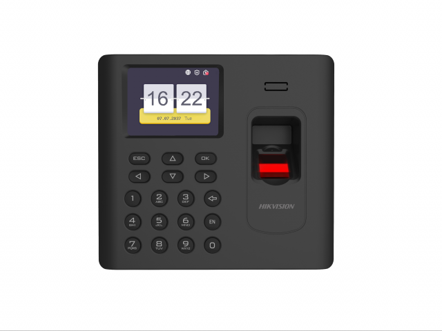Биометрическая система учета рабочего времени Hikvision DS-K1A802AMF-B, встроенный считыватель Mifare карт и отпечатков пальцев, черный (DS-K1A802AMF-B)