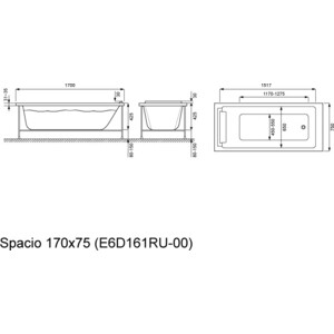 Акриловая ванна Jacob Delafon Spacio 170x75 (E6D161RU-00)