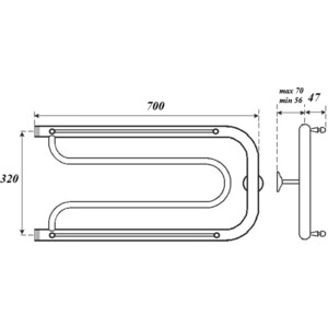 Полотенцесушитель водяной Point 700х350 Фокстрот с полкой, хром (PN21337P)