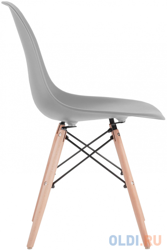 Стулья BRABIX "Eames CF-010", КОМПЛЕКТ 4 шт., пластик серый, опоры дерево/металл, 532632, 2033A