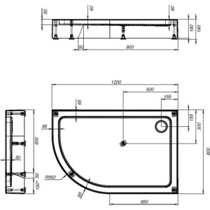 Душевой поддон Aquanet GL180 120х80 правый, с ножками и сифоном (265567)