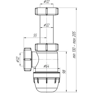 Сифон для раковины АНИ пласт Юнг 1 1/4х32 без выпуска (BM1020)
