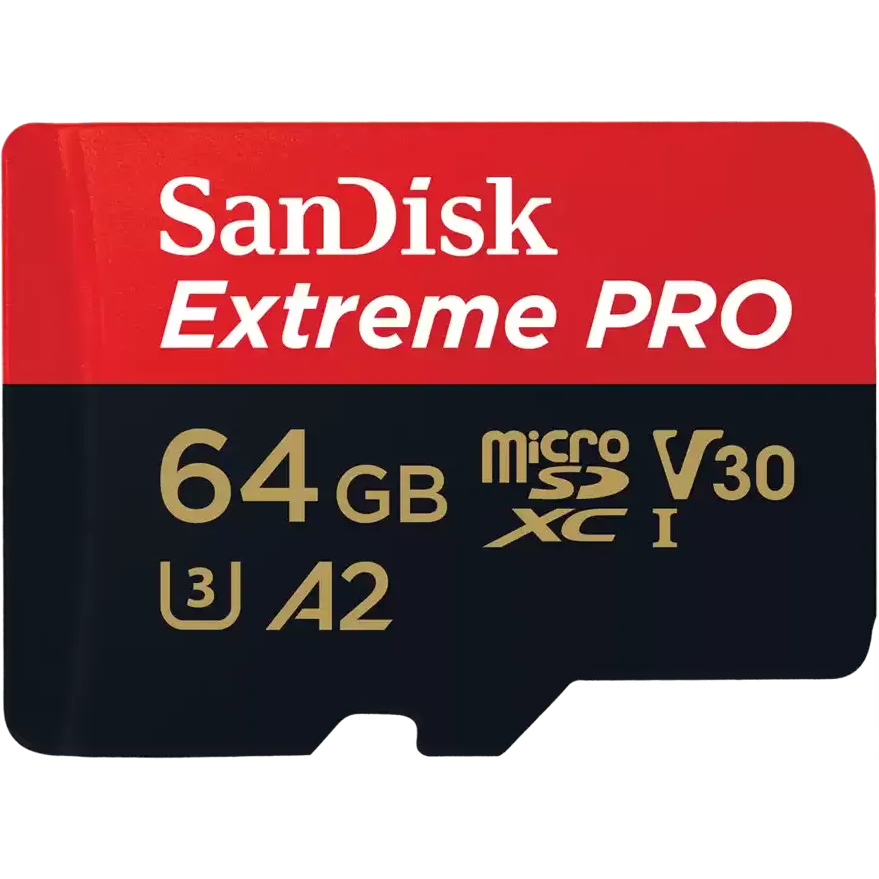 Карта памяти 64Gb microSDXC Sandisk Extreme Pro Class 10 UHS-I 3.0 V30 A2 (SDSQXCU-064G-GN6MA)