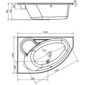 Акриловая ванна Cersanit Kaliope 153x100 левая (WA-KALIOPE*153-L / 63340)