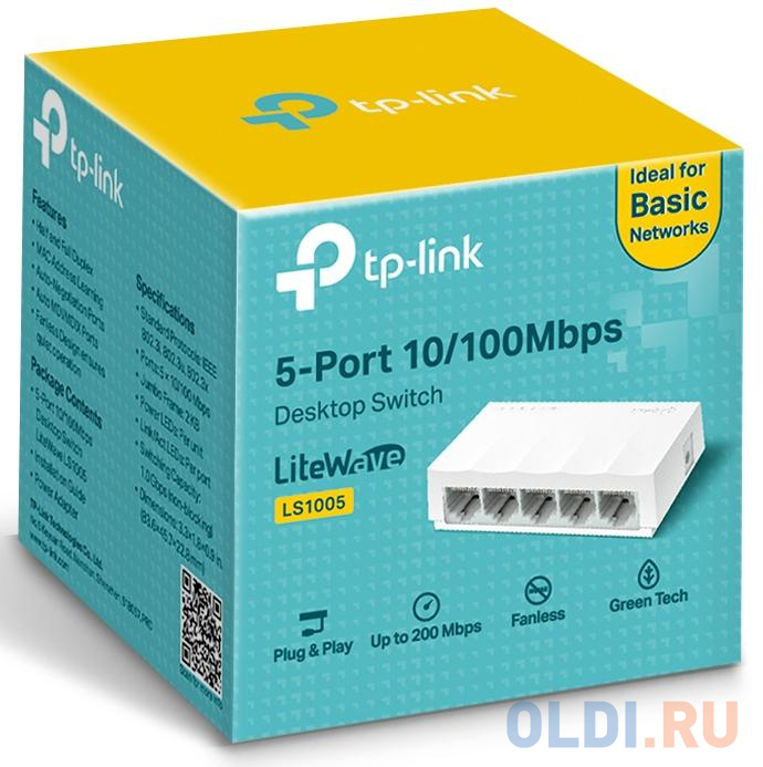 Коммутатор TP-Link LS1005 5x100Mb неуправляемый