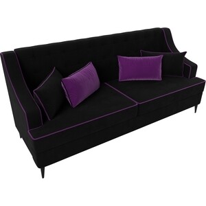Прямой диван Лига Диванов Марк микровельвет черный\фиолетовый (111910)