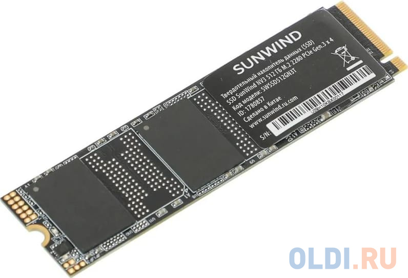 SSD накопитель SunWind NV3 SWSSD512GN3T 512ГБ, M.2 2280, PCI-E 3.0 x4,  NVMe,  M.2,  rtl в Москвe