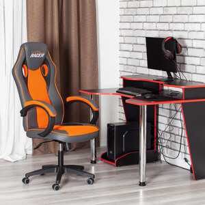 Компьютерное кресло TetChair Кресло RACER GT new кож/зам/ткань, металлик/оранжевый, 36/07