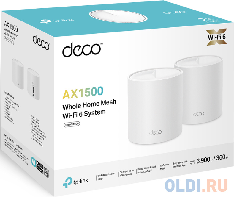 DECO X1500(2-PACK)
 Mesh-система AX1500 Wi-Fi 6