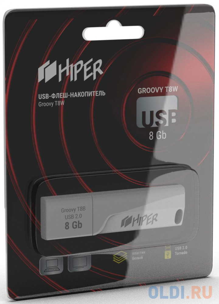 Флэш-драйв 16GB USB 2.0, Groovy T,пластик, цвет белый, Hiper