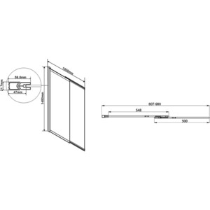 Шторка для ванны Vincea VSB-1E 100х145 тонированная, черный матовый (VSB-1E100CGB)