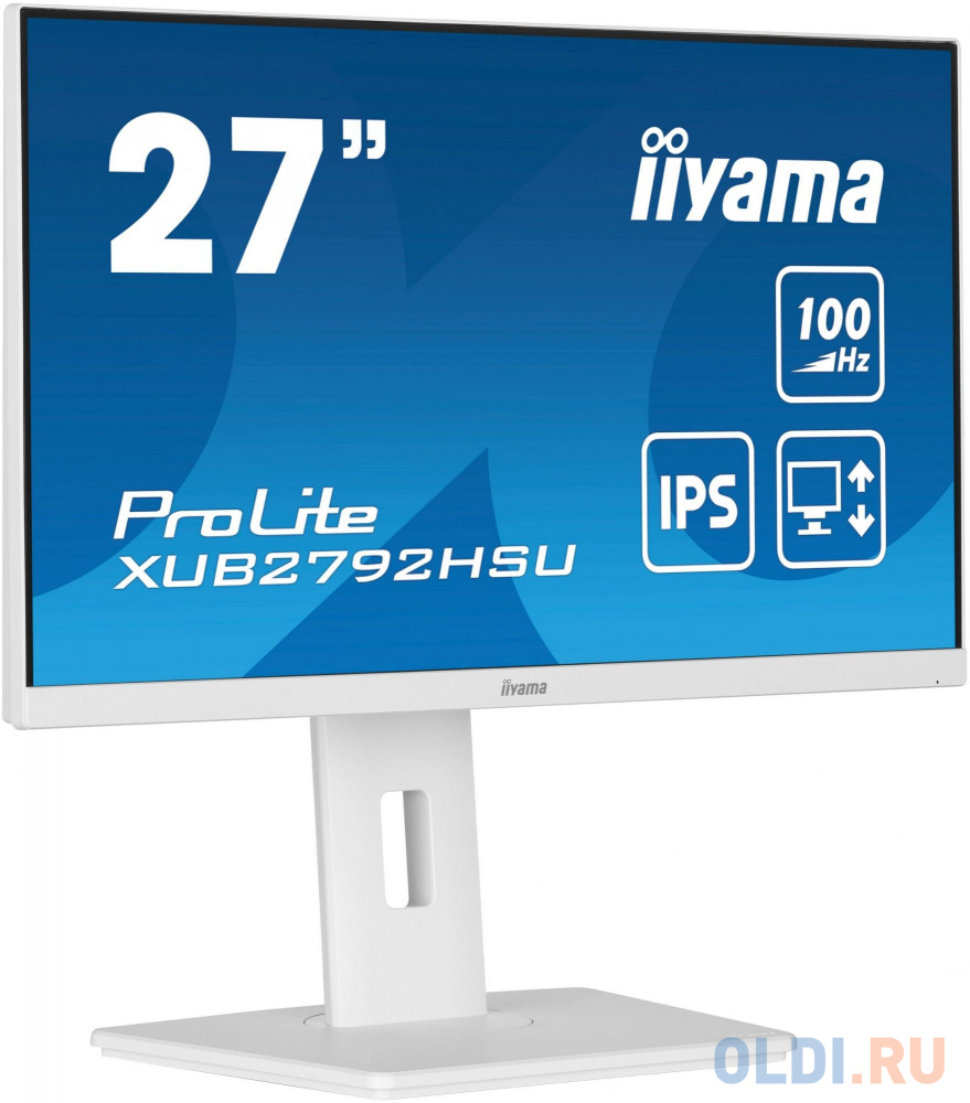 LCD Iiyama 27'' XUB2792HSU-W6 белый {IPS 1920х1080 100Hz 0.4ms 250cd 178/178 1300:1  HDMI2.0 DisplayPort1.2 4xUSB3.2 2x2W HAS Pivot}