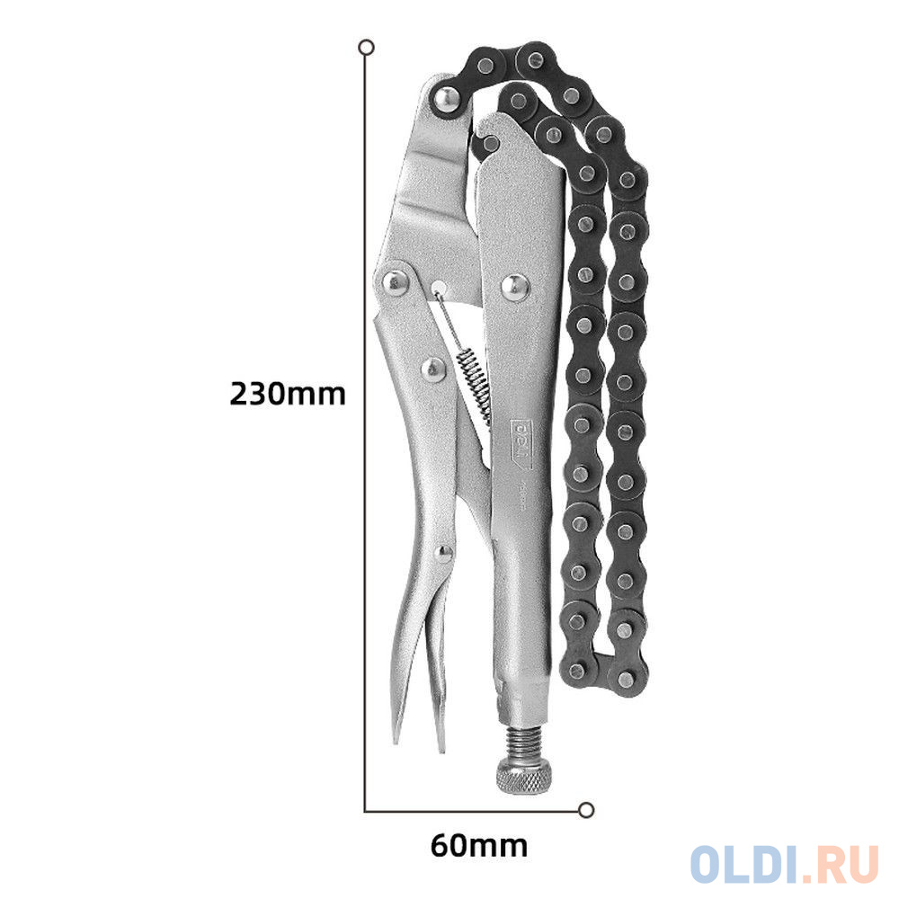 Зажимные клещи цепные с фиксатором Deli DL20018  230мм, длина цепи 450мм, регулировочный винт в Москвe