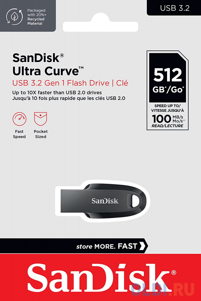 Флеш накопитель 512GB SanDisk CZ550 Ultra Curve, USB 3.2 Black