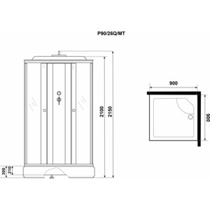 Душевая кабина Niagara Promo P90/26Q/MT 90х90х215