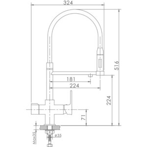 Смеситель для кухни Haiba HB854 с подключением фильтра, хром/черный (HB76854)