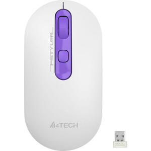 Мышь A4Tech Fstyler FG20 Tulip белый/фиолетовый оптическая (2000dpi) беспроводная USB (4but) (FG20 (TULIP)) в Москвe