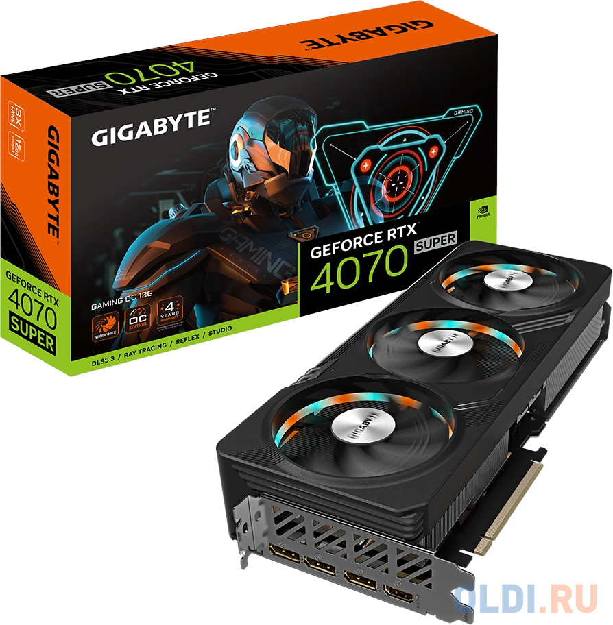 Видеокарта Gigabyte PCI-E 4.0 GV-N407SGAMING OC-12GD NVIDIA GeForce RTX 4070 Super 12Gb 192bit GDDR6X 2475/21000 HDMIx1 DPx3 HDCP Ret в Москвe