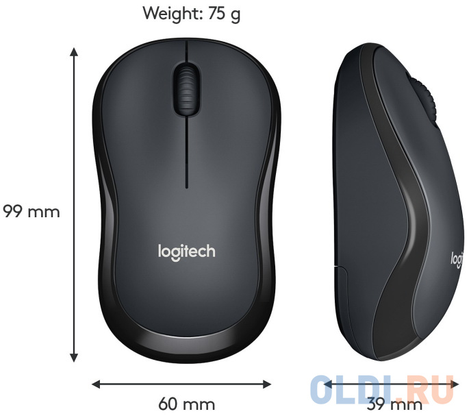 Мышь беспроводная Logitech M220 SILENT чёрный серый USB + радиоканал