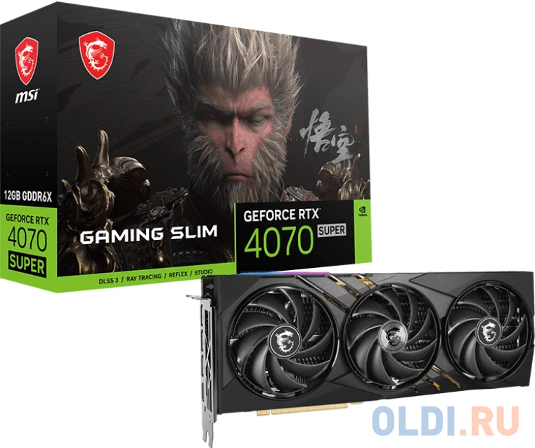 Видеокарта/ VGA MSI NVIDIA GeForce RTX 4070 SUPER 12G GAMING SLIM WUKONG EDITION 12GB, GDDR6X/192-bit, PCIe 4.0, 1xHDMI 2.1, 3xDP, 2.3-slot в Москвe