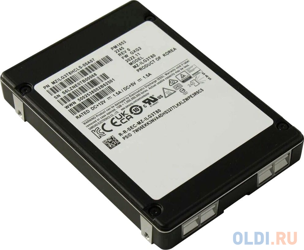 MZILG3T8HCLS-00A07 2.5&quot;, 3840GB, Samsung Enterprise SSD PM1653, SAS 24 Гб/с, 1DWPD (5Y)