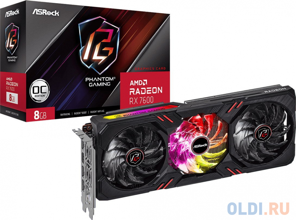 Видеокарта ASRock Radeon RX 7600 Phantom Gaming 8G OC 8192Mb в Москвe