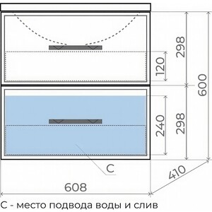 Тумба с раковиной Uperwood Foster 60 серый графит (291020520, 291020340) в Москвe