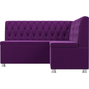 Кухонный угловой диван АртМебель Мирта микровельвет фиолетовый правый угол
