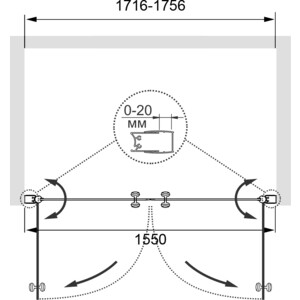 Душевая дверь Cezares Elena W-B-2 175х195 прозрачная, хром (ELENA-W-B-2-180-C-Cr)