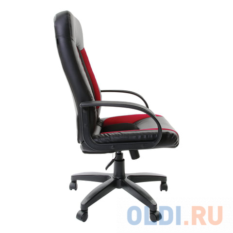Кресло офисное BRABIX "Strike EX-525", экокожа черная, ткань черная/бордовая, TW, 531379